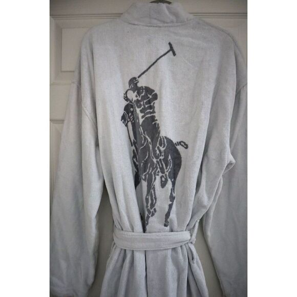 Polo Ralph Lauren P299RL AXKL Men's Sz L/XL White Pony Logo Velour Robe - Picture 10 of 10